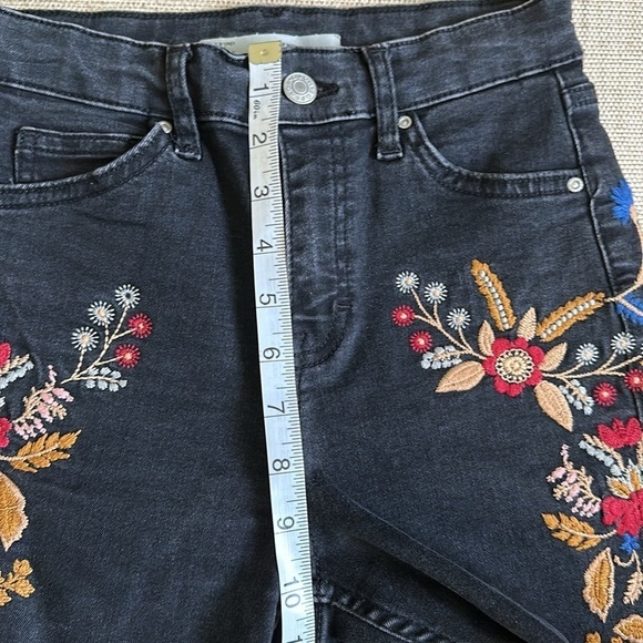 Top Shop MOTO JAMIE Faded Black W/ Floral Embroidery Ankle High Waist Stretch - Picture 7 of 10